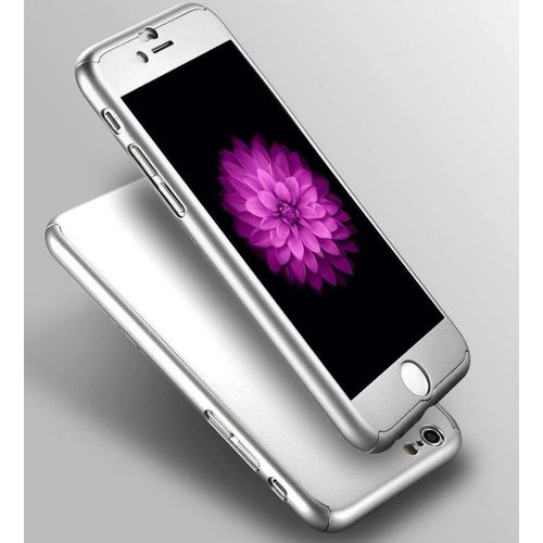 Coque Pour Iphone 8 Plus - Coque Argent + Verre Trempe - Housse Etui 360 Full Hybride Protection Rigide Plastique Dur Anti Choc Ultra Slim Integrale Film Vitre Ecran Ultra Resistant Phonillico©