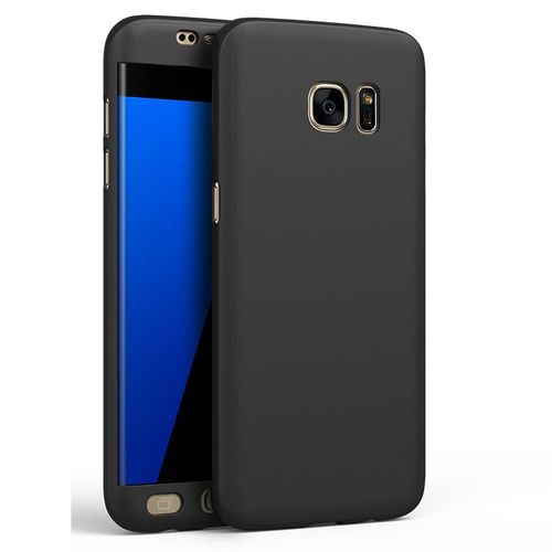 Coque Pour Samsung Galaxy S7 - Coque Noir + Verre Trempe - Housse Etui 360 Full Hybride Protection Rigide Plastique Dur Anti Choc Ultra Slim Integrale Film Vitre Ecran Ultra Resistant Phonillico©