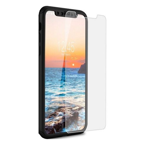 Coque Pour Iphone 11 - Coque Noir + Verre Trempe - Housse Etui 360 Protection Rigide Plastique Dur Film Vitre Ecran Ultra Resistant Phonillico©