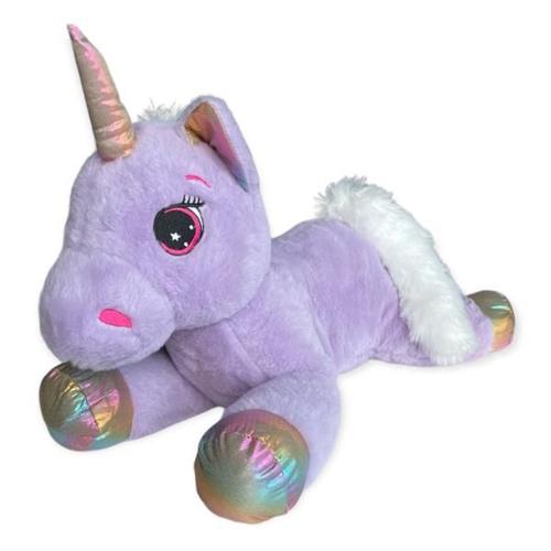 Peluche Licorne Xl Hilarie, Violine, 56cm, Position Allongée, Toucher Agréable Et Tout Doux, 100% Polyester