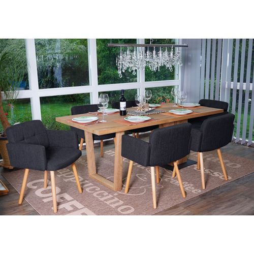 Lot De 6 Chaises De Séjour Orlando Ii, Style Rétro   Tissu, Gris Foncé