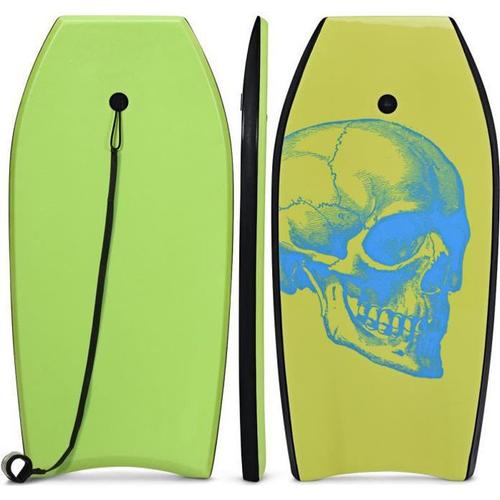 Bodyboard Costway 41 Pouces - Planche De Surf Avec Motif De Crâne Cool Vert Pour Adulte