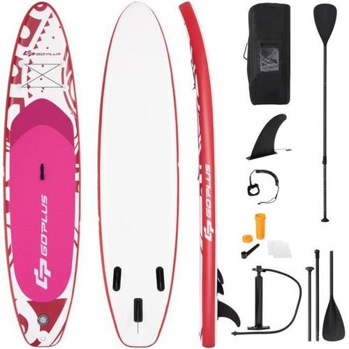 Costway Stand Up Paddle Board Gonflable 325x76x16cm En Pvc Pagaie Réglable Pompe Leash De Sécurité Aileron Sac Pour Enfant/Adulte