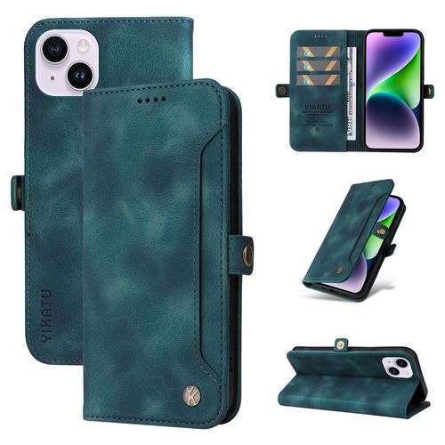Coque Iphone 14 Plus,Etui A Rabat Pour Iphone 14 Plus,Etui Portefeuille 4 Emplacements Pour Cartes,1 Money Pocket,Coque Pour Iphone 14 Plus,Bleu