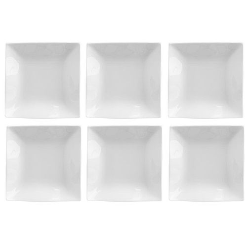 Lot De 6 Coupelles Carrées "Onde" 18cm Blanc