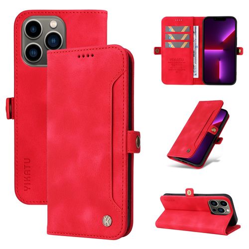 Coque Iphone 13 Pro,Etui A Rabat Pour Iphone 13 Pro,Etui Portefeuille 4 Emplacements Pour Cartes,1 Money Pocket,Coque Pour Iphone 13 Pro,Rouge
