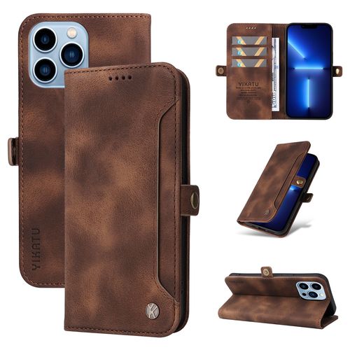 Coque Iphone 13 Pro Max,Etui A Rabat Pour Iphone 13 Pro Max,Etui Portefeuille 4 Emplacements Pour Cartes,1 Money Pocket,Coque Pour Iphone 13 Pro Max,Marron
