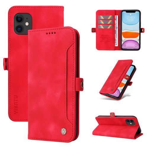 Coque Iphone 12 Mini,Etui A Rabat Pour Iphone 12 Mini,Etui Portefeuille 4 Emplacements Pour Cartes,1 Money Pocket,Coque Pour Iphone 12 Mini,Rouge