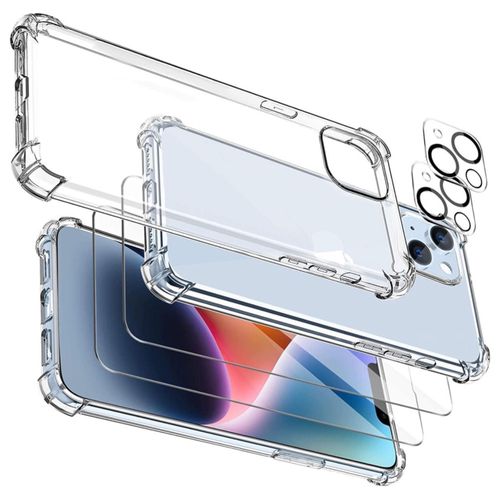 Coque Iphone 14 Et 2 Verre Trempé Vitre Glass Écran + 2 Protection Caméra Ghl Tech