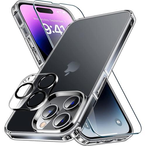 Coque Iphone 14 Pro Max + 1 Verre Trempé Vitre De Protection Écran 2.5d + 1 Verre Trempé Glass Caméra Ghl Tech