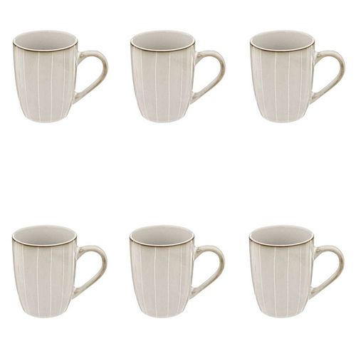 Lot De 6 Mugs Design "Lison" 33cl Naturel
