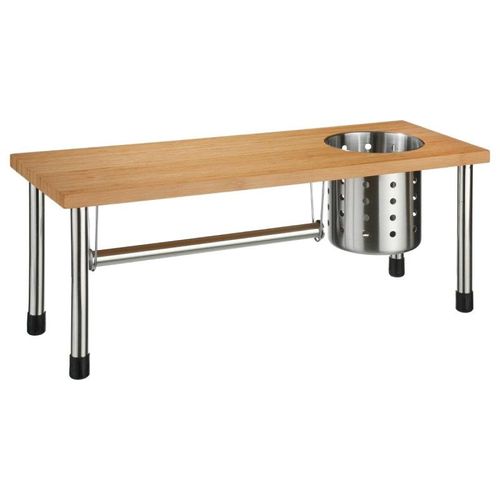 Etagère Porte Ustensile & Essuie Tout "Bambou" 55cm Naturel