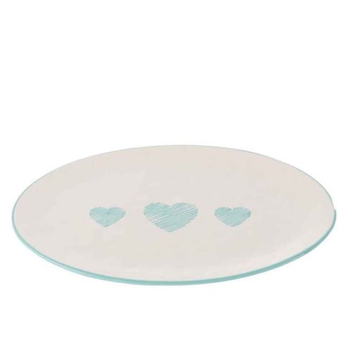 Paris Prix - Plat De Présentation "Simano" 40cm Blanc & Azur