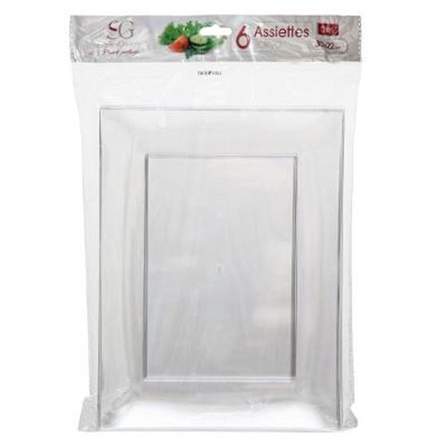 Lot De 6 Assiettes Plates Plastique Réutilisable "Tokyo" 30cm Transparent