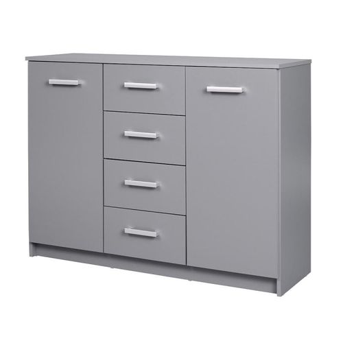 Paris Prix - Commode 4 Tiroirs & 1 Porte Design "Azio" 119cm Gris