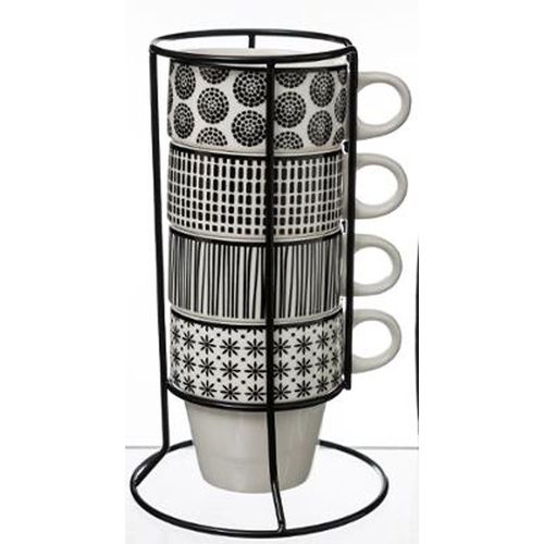 Lot De 4 Mugs Sur Rack "Bohemia" 26cl Blanc