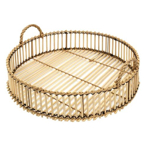 Paris Prix - Plateau Déco En Bambou "Tressage" 40cm Naturel