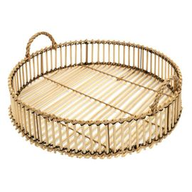 Paris Prix - Plateau Déco En Bambou "Tressage" 40cm Naturel