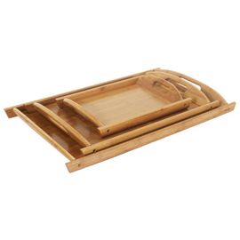 Paris Prix - Lot De 3 Plateaux De Service "Bambou" 52cm Beige
