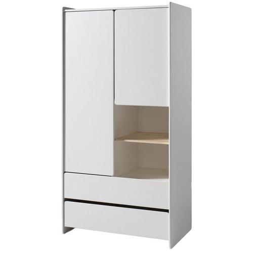 Paris Prix - Armoire 2 Portes & 2 Tiroirs "Kiddy" 90cm Blanc