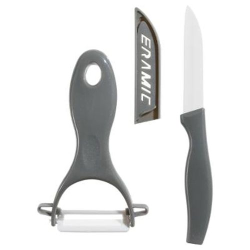 Couteau & Éplucheur Céramique "Zirco" 20cm Gris