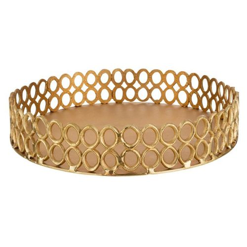 Paris Prix - Plateau Rond Design Cercles "Evano" 49cm Or