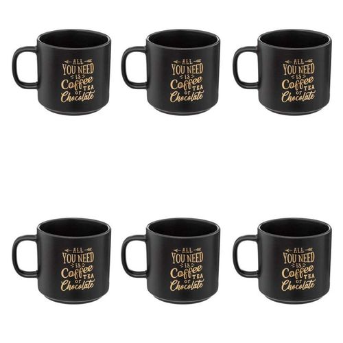 Lot De 6 Mugs "Deep Soul" 45cl Noir