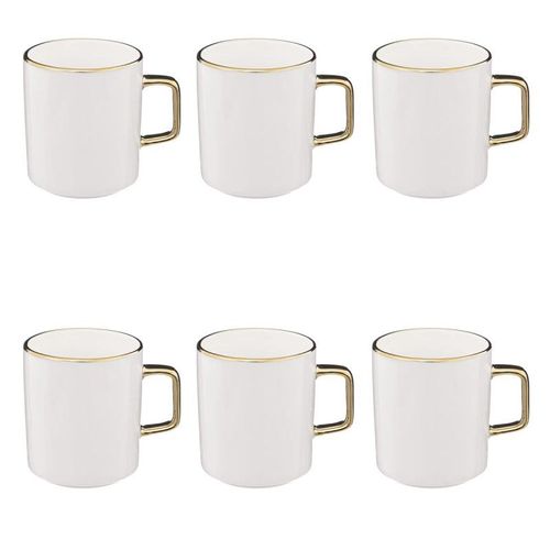 Lot De 6 Mugs En Porcelaine "Arya" 35cl Blanc