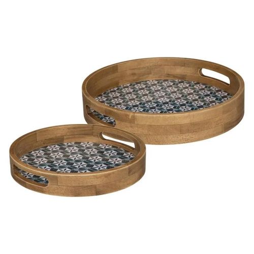 Lot De 2 Plateaux Déco "Alicante" 34cm Multicolore