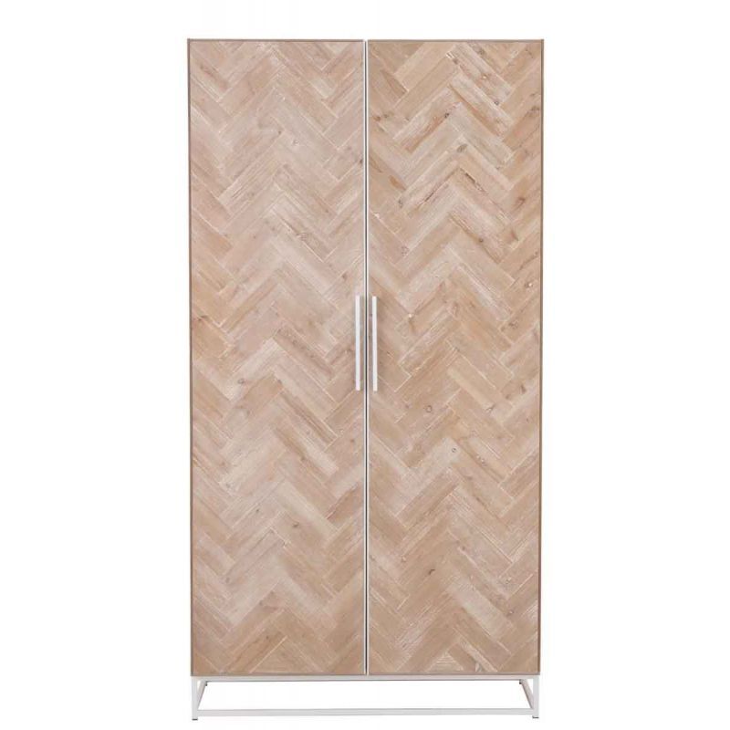 Paris Prix - Armoire 2 Portes "Miraza" 185cm Naturel & Blanc