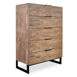 Paris Prix - Commode 5 Tiroirs Design "Bolta" 115cm Naturel
