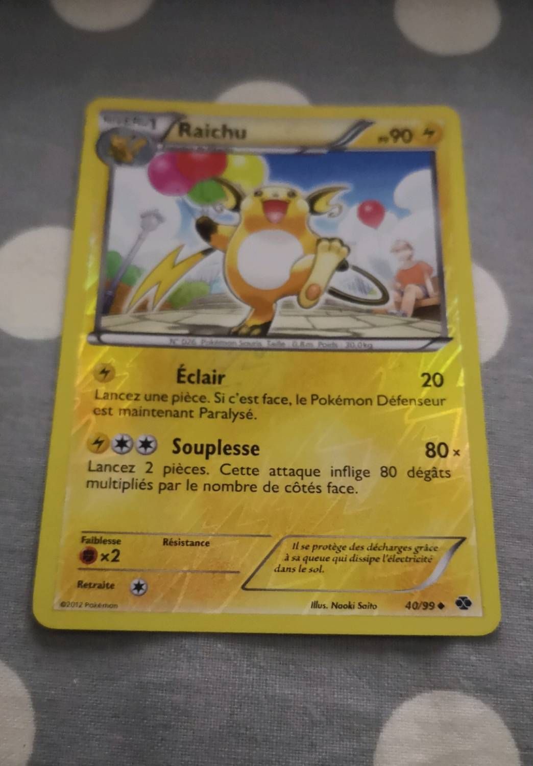 Carte Pokémon 40/99 Raichu  - Reverse Noir & Blanc - Destinées Futures Neuf Fr