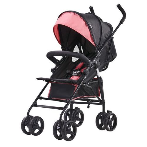 Poussette Légère Pour Bébé-Vevor-Poussette Pour Tout-Petit Compacte Avec Dossier Inclinable Multipositions-Noir Rose