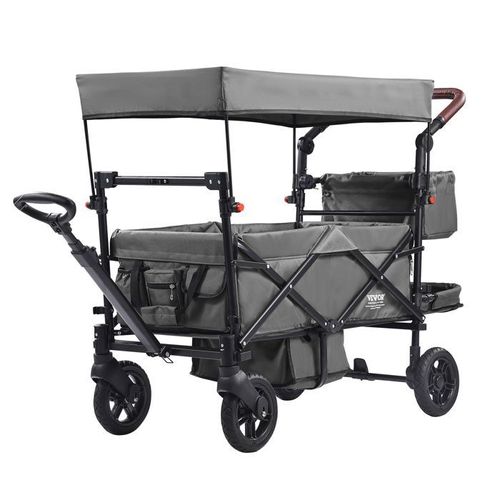 Poussette Légère Pour Bébé-Vevor-Poussette Pour Tout-Petit Compacte Avec Dossier Inclinable Multipositions-Gris Foncé