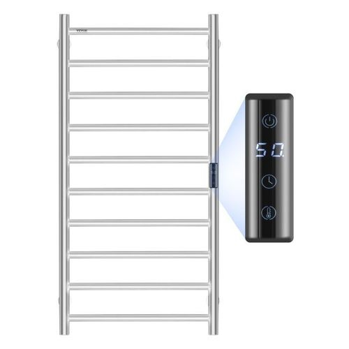 Radiateur Sèche-Serviettes Électrique 10 Barres-VEVOR-Porte-avec Minuterie et Écran d'Affichage LED, Salle de Bain