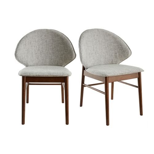 Chaises Vintage En Tissu Gris Clair Et Bois Foncé (Lot De 2) Spike