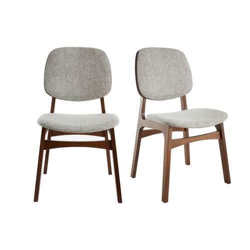 Chaises Vintage En Tissu Gris Clair Et Bois Foncé (Lot De 2) Soquette