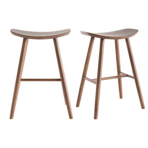 Tabourets De Bar Noyer H65 Cm (Lot De 2) Demory