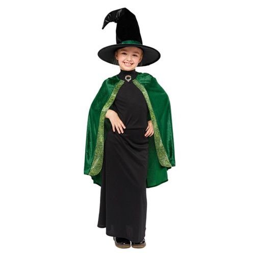 Déguisement Costume Enfant Professeur Mcgonagall - Robe Chapeau Et Cape - Taille 6-8 Ans