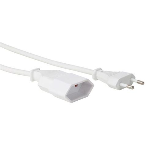 Câble d'alimentation blanc CEE 7/16 fiche euro + C7 L. 1,8m H03VVH2-F 2G0.75 mm²