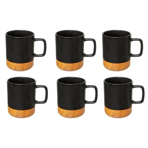 Lot De 6 Mugs Ronds "Modern Wood" 43cl Noir