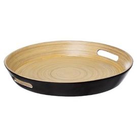 Plateau Rond En Bambou "Modern" 42cm Charbon