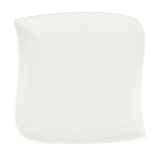 Lot De 6 Assiettes Plates Carrées "Vague" 25cm Blanc