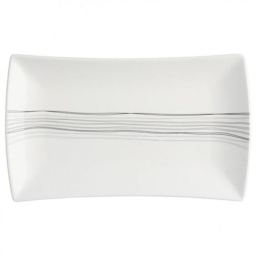 Lot De 6 Assiettes Plates Rectangles "Lignes" 26cm Blanc