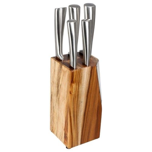 Bloc 5 Couteaux "Acacia" 35cm Naturel & Argent