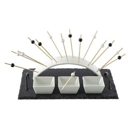 Set Apéritif 5 Pièces "Arc" 30cm Noir & Blanc