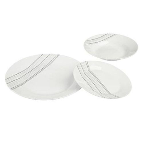 Service De Table 18 Pièces "Lignes" 27cm Blanc