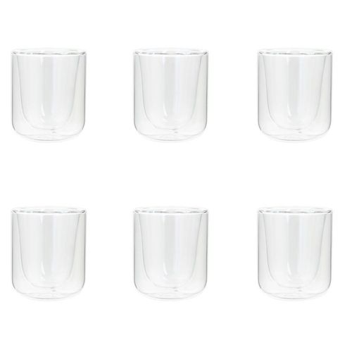 Lot De 6 Tasses À Café Double Paroi "Forte" 8cl Transparent