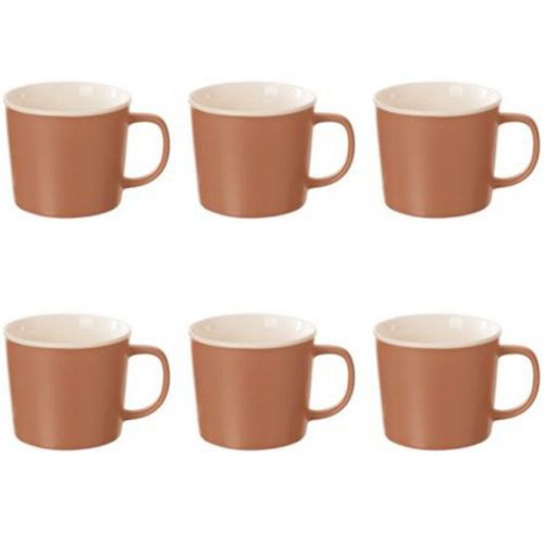 Lot De 6 Mugs En Porcelaine "Nature" 38cl Terracotta