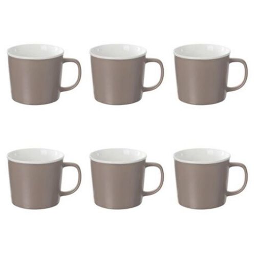 Lot De 6 Mugs En Porcelaine "Nature" 38cl Taupe